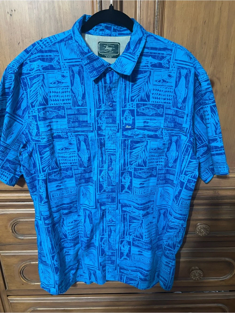 G.H. Bass & Co. Bright Blue Tropical Print Short-Sleeve Button-Down Shirt